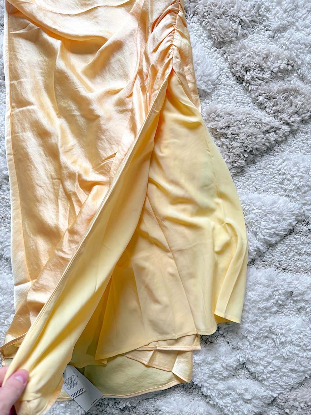 NWT Abercrombie & Fitch Cowl Neck Draped Maxi Dress Satin Sunny Yellow S - Picture 6 of 9
